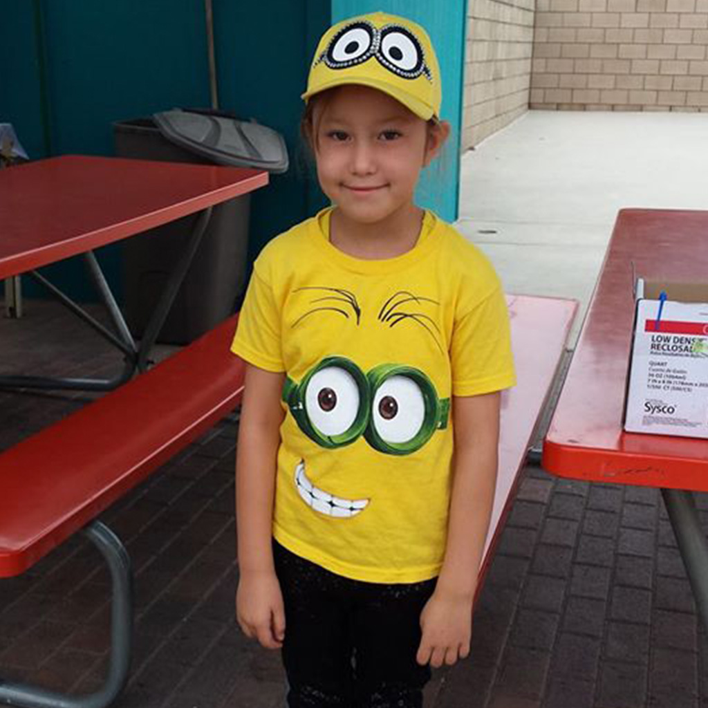 Rainbow Canyon Preschool Daycare student dressed up as a minion in Chino, Ca. Inland Empire